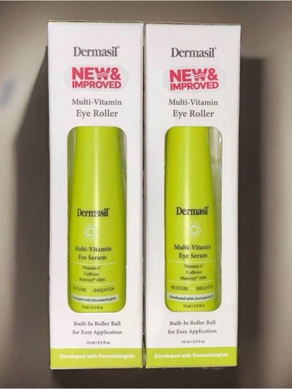 NEW Dermasil Multi-Vitamin Eye Roller Serum ~Vitamin C, Caffeine, Matrixyl 3000